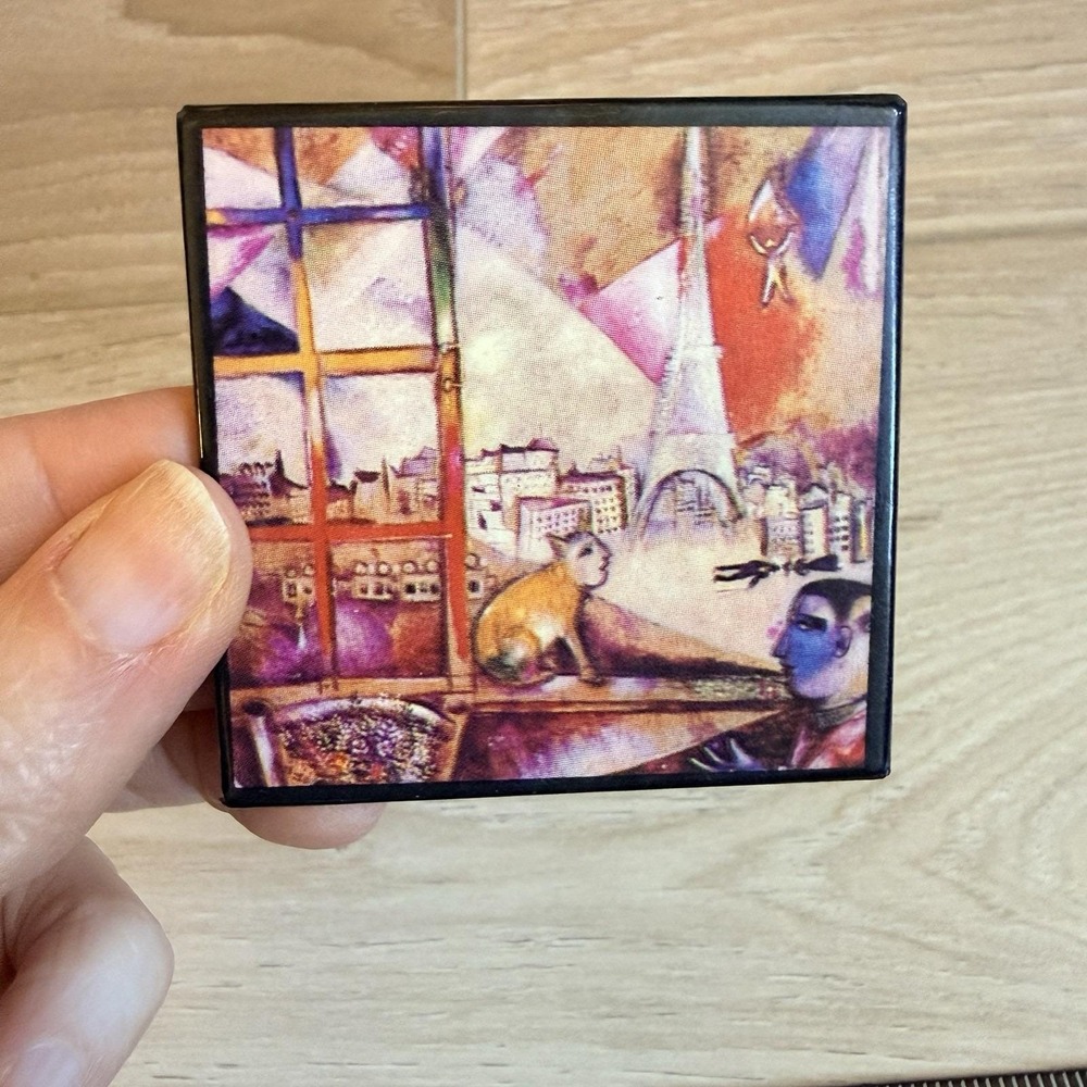 Mini Mirror Marc Chagall Art "Paris Through The Window" Vintage - Picture 5 of 6